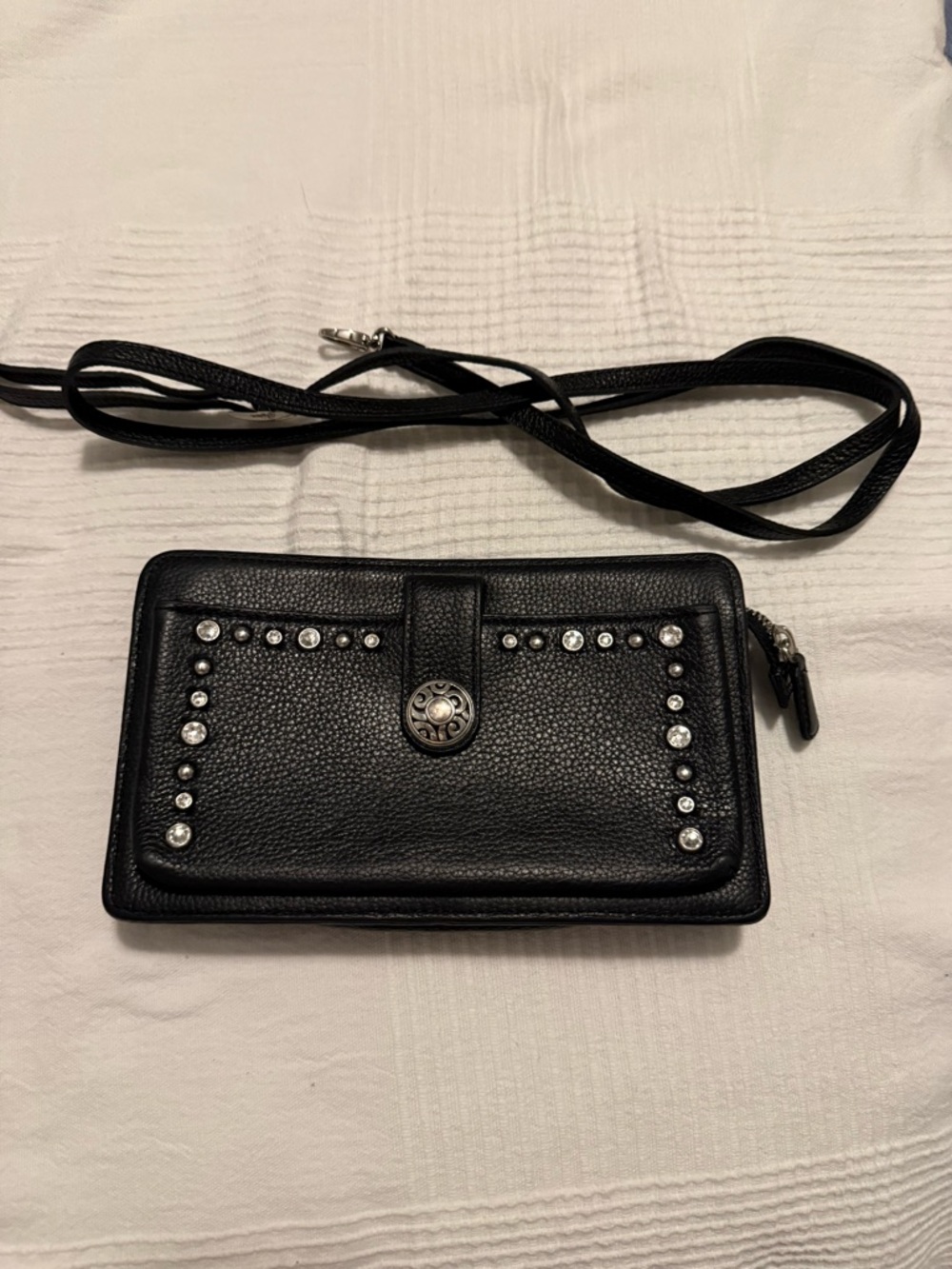 Brighton Black Studded Crossbody Wallet - Picture 2 of 7